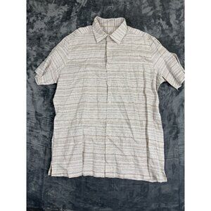 Tasso Elba 100% Linen Short Sleeve Button-Up Shirt XL Stripe